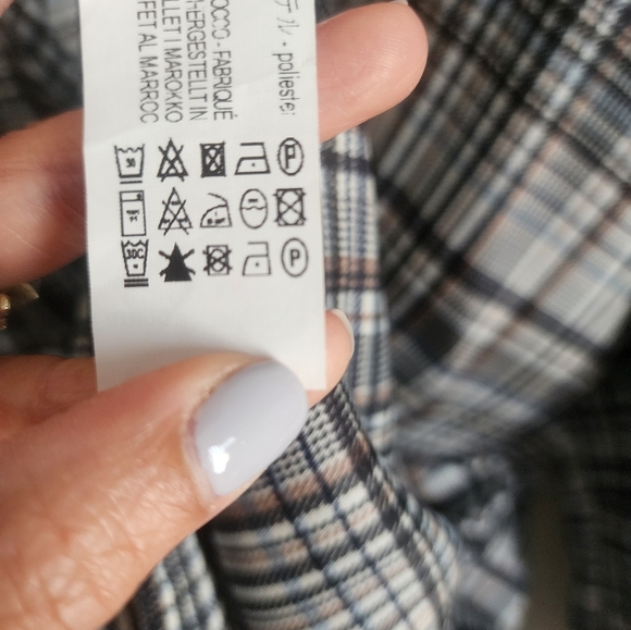 Zara Satin Effect long sleeve dress womens size Large academia plaid classic - Picture 15 of 16